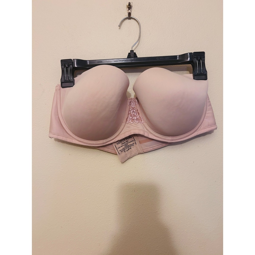 Vanity Fair Strapless Bra Womens 40C Pink Good 74380 Underwire Padded Stretch